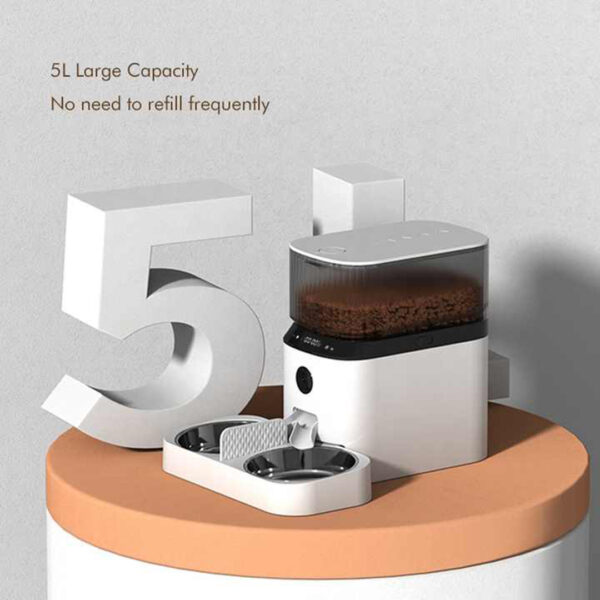 Smart Automatic Pet Feeder with 1080P Video & Voice Interaction | 5L Capacity with Double Food Bowls for Cats and Small Dogs - Image 3