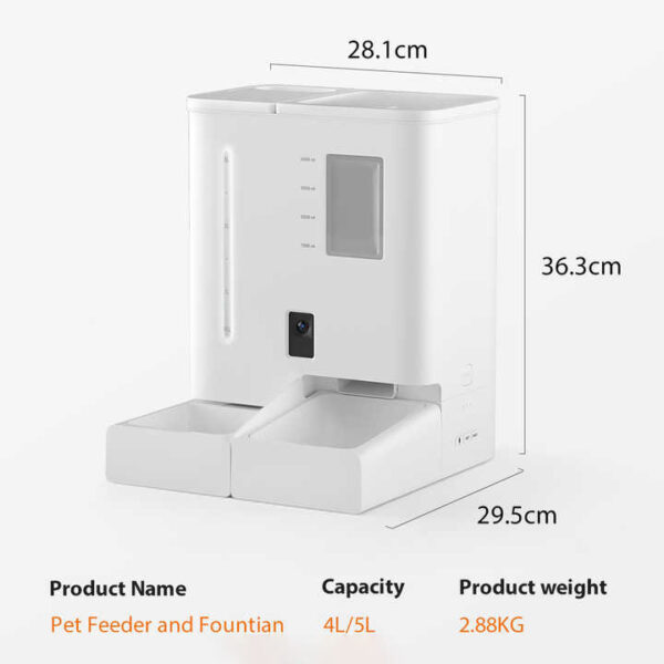 Pet Food Feeder and Water Dispenser Set 2 in 1 Automatic  Cat Feeder and Water Fountain With Camera Monitor - Image 6