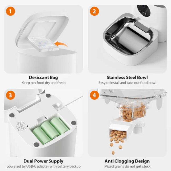 Newest 6L Smart Automatic Pet Feeder with Video Voice Interaction | Food Grade ABS | For Dogs & Cats - Image 4