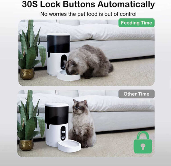 Timing Feeding 6L Smart Automatic Pet Feeder | 4 Meals Per Day | 10s Voice Recorder | Key Control for Dogs & Cats - Image 5
