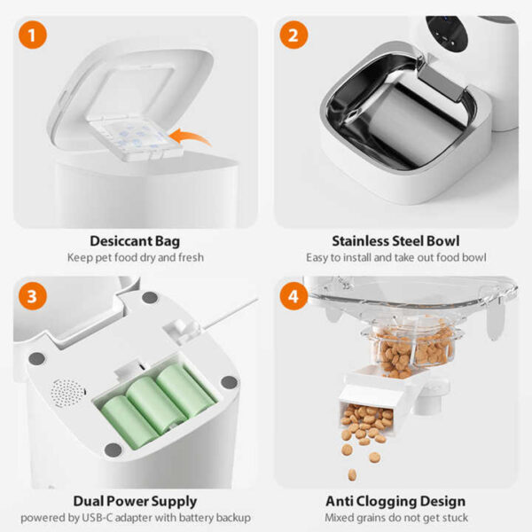 WiFi Smart Automatic Pet Food Dispenser | 4L Programmable Feeder with Timer & Voice Recording for Cats and Dogs - Image 3