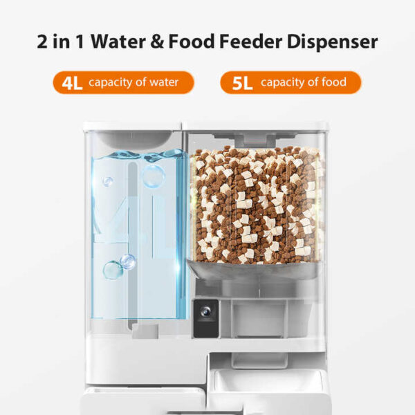 Pet Food Feeder and Water Dispenser Set 2 in 1 Automatic  Cat Feeder and Water Fountain With Camera Monitor - Image 7