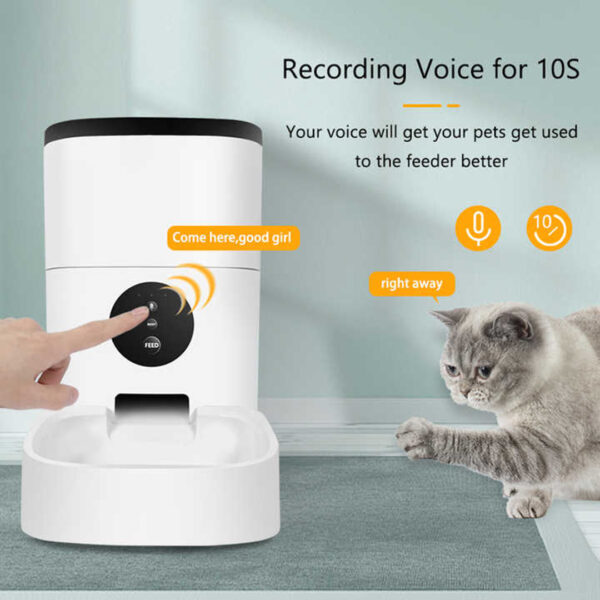 6L Smart Automatic Pet Feeder with Stainless Steel Bowl, Dual Power, 10s Voice Recorder & LCD Display – Removable Bowl, Power-Off Memory, for Cats and Small Dogs - Image 4