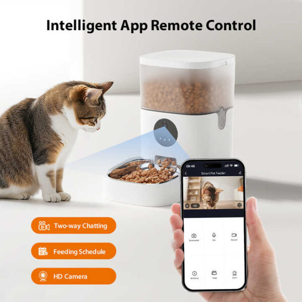 Newest 6L Smart Automatic Pet Feeder with Video Voice Interaction | Food Grade ABS | For Dogs & Cats - Image 5