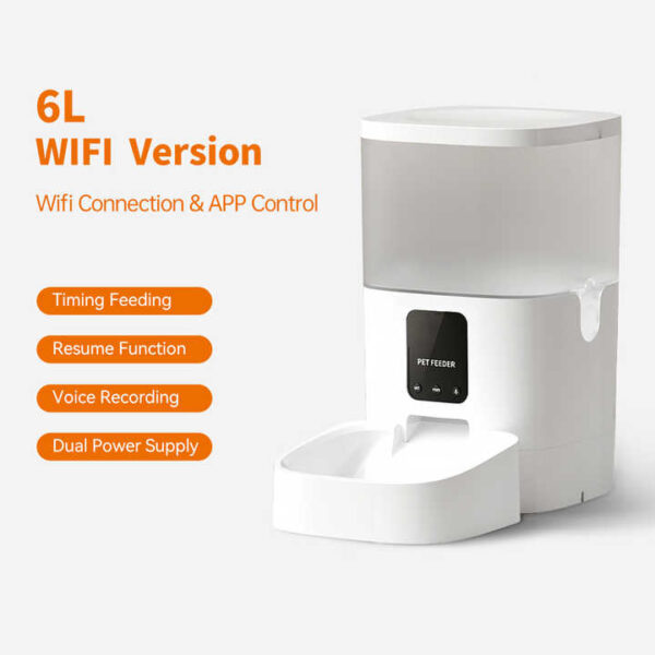 6L Smart App WiFi Automatic Pet Feeder | Power-Off Protection | LCD Display | Pet Food Bowl for Dogs & Cats - Image 4