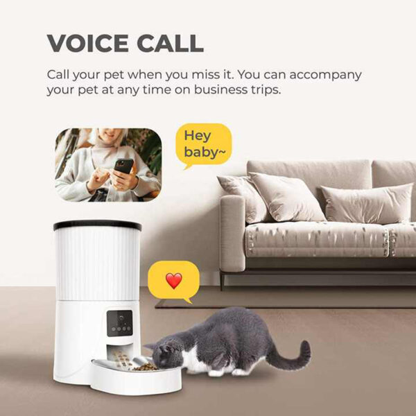 Smart 4L Automatic Pet Feeder with 1080P HD Video | Voice Recording, Time Feeding, and Key Lock for Dogs and Cats - Image 9