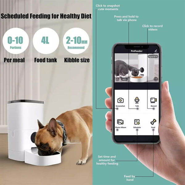 Smart 4L Automatic Pet Feeder with 1080P HD Video & Mobile App Control | Voice Interaction for Dogs and Cats - Image 6