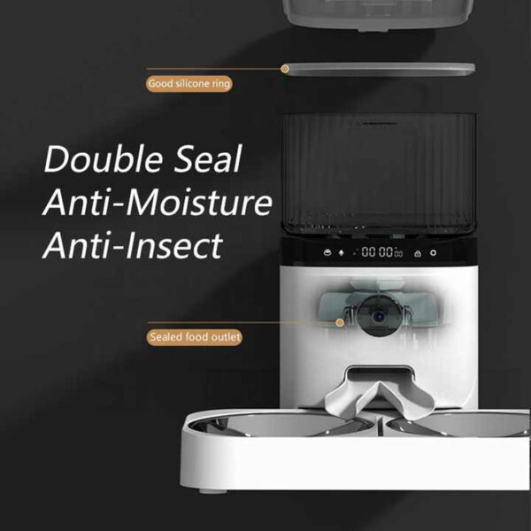 Smart Automatic Pet Feeder with 1080P Video & Voice Interaction | 5L Capacity with Double Food Bowls for Cats and Small Dogs - Image 6