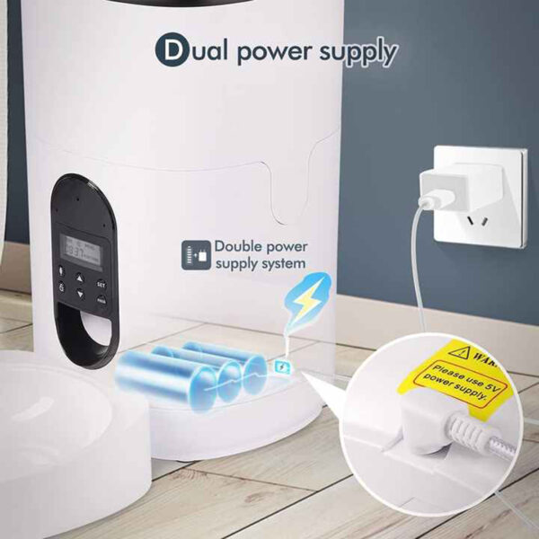 Timing Feeding 6L Smart Automatic Pet Feeder | 4 Meals Per Day | 10s Voice Recorder | Key Control for Dogs & Cats - Image 2